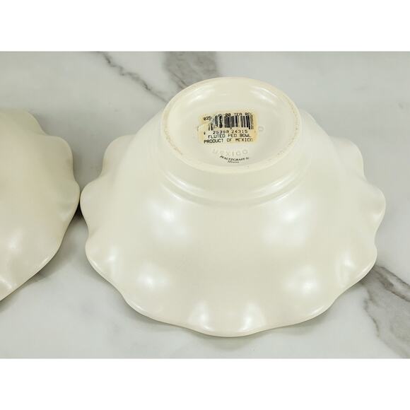 Pfaltzgraff Tea Rose Cereal Fruit Bowl 7" Fluted Pedestal Bowl 80's Stoneware x2 - Picture 12 of 16